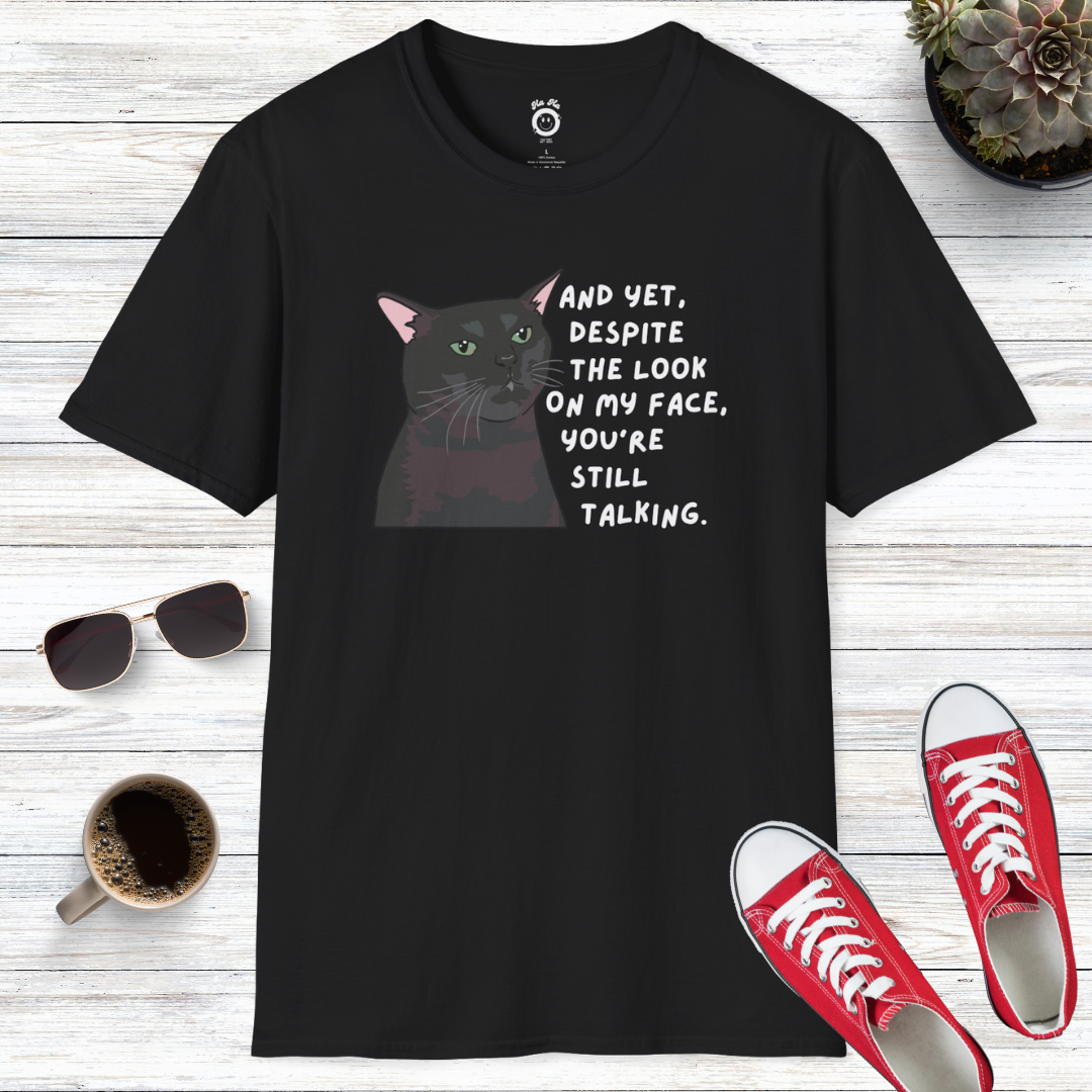 Zoned Out Black Cat: The Look On My Face T-Shirt
