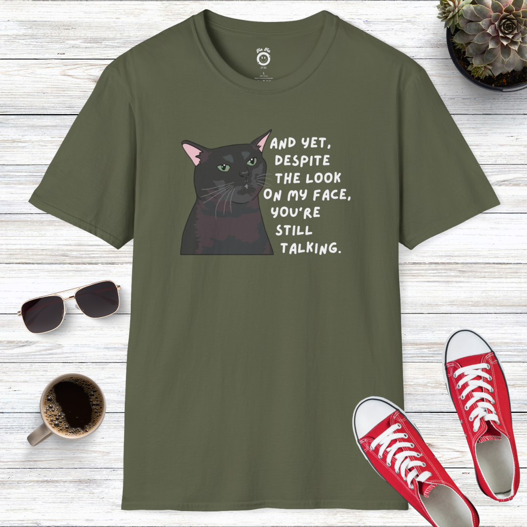 Zoned Out Black Cat: The Look On My Face T-Shirt