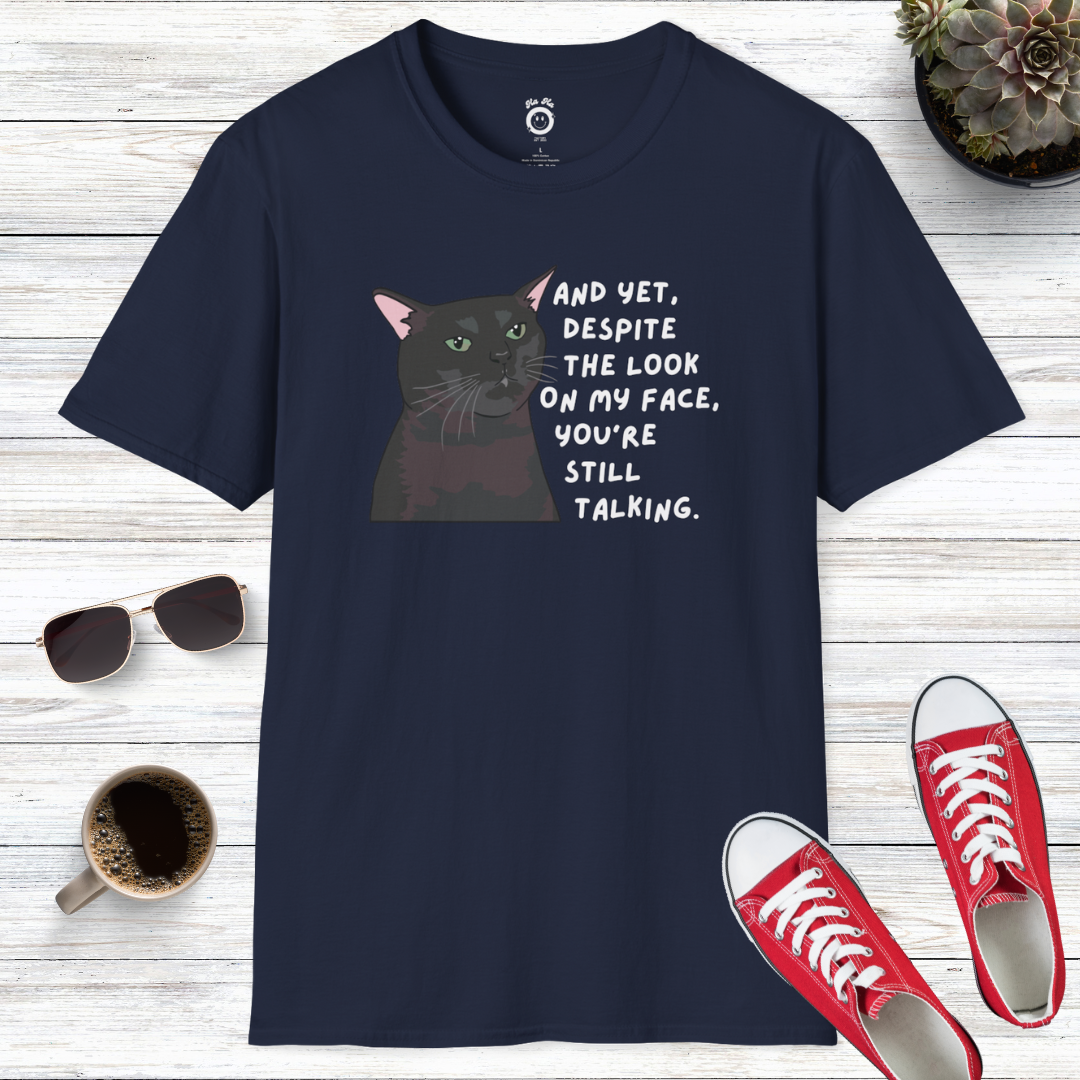 Zoned Out Black Cat: The Look On My Face T-Shirt