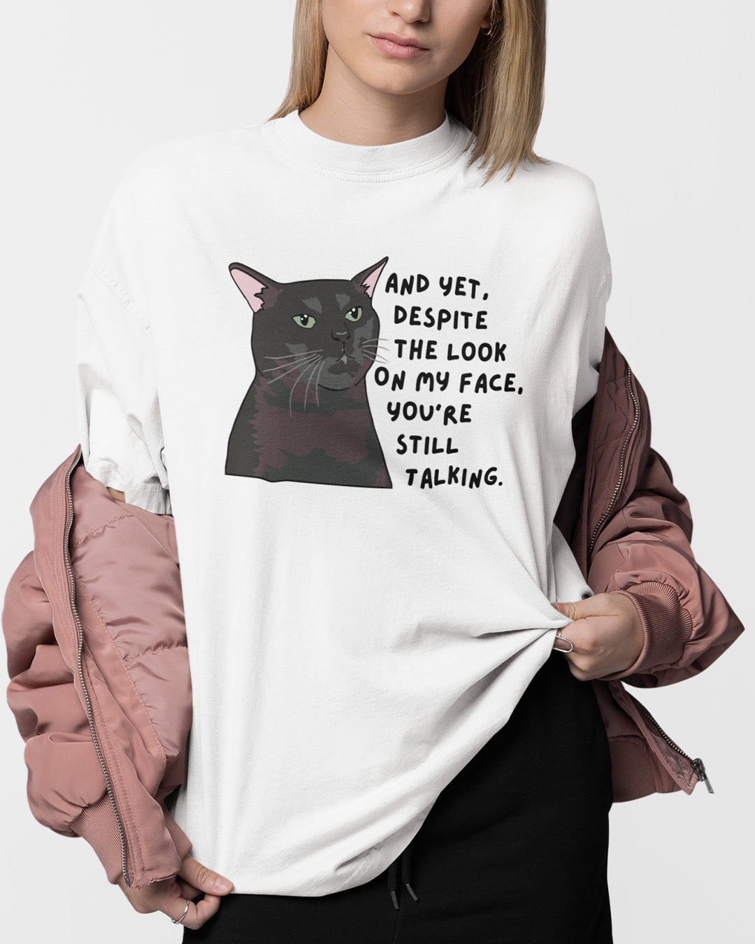 Zoned Out Black Cat: The Look On My Face T-Shirt