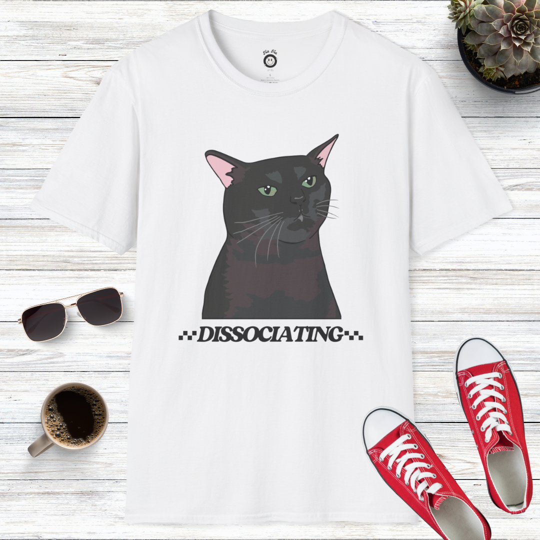 Zoned Out Black Cat Dissociating T-Shirt