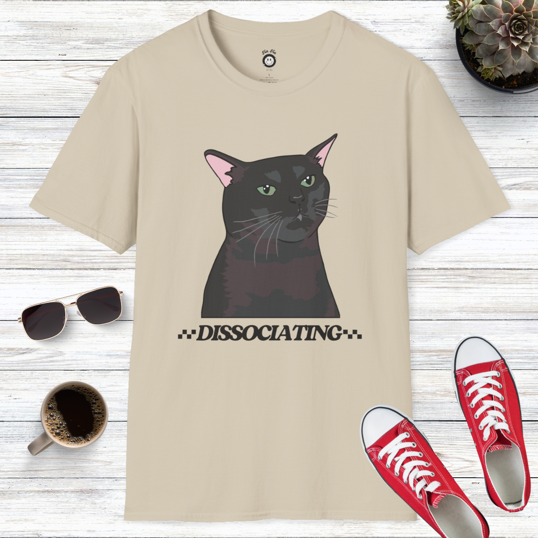 Zoned Out Black Cat Dissociating T-Shirt