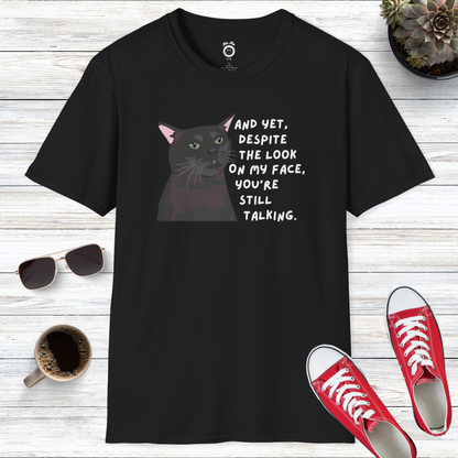 Zoned Out Black Cat: The Look On My Face T-Shirt