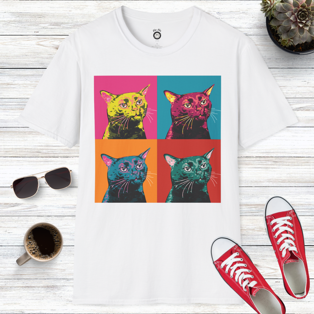 Zoned Out Black Cat Art Pop T-Shirt