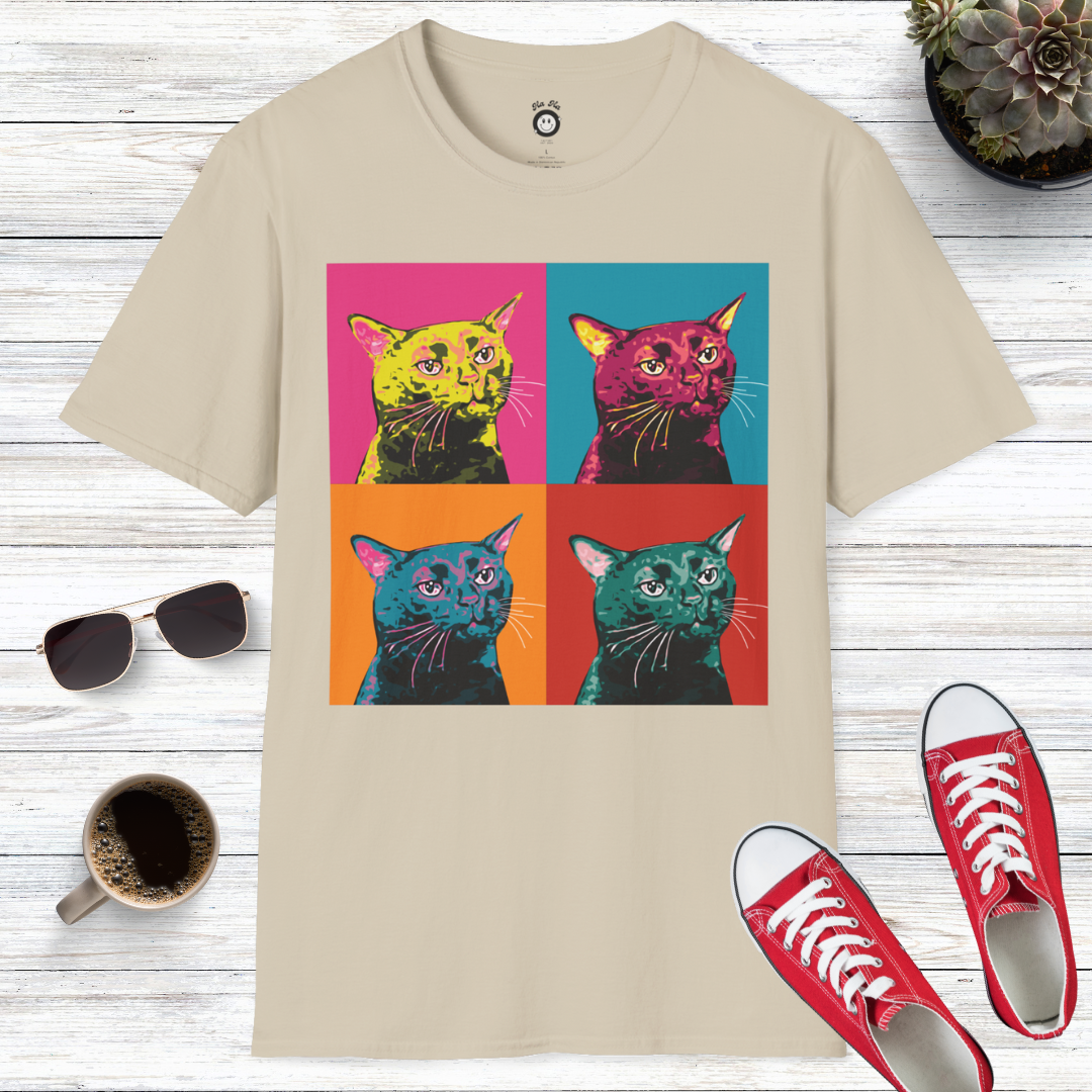 Zoned Out Black Cat Art Pop T-Shirt