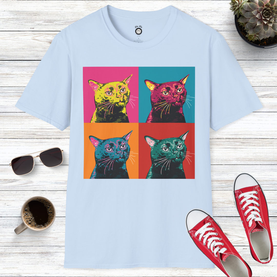 Zoned Out Black Cat Art Pop T-Shirt