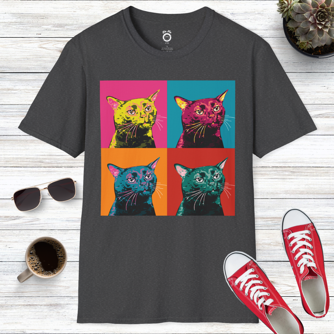 Zoned Out Black Cat Art Pop T-Shirt