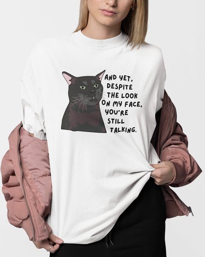 Zoned Out Black Cat: The Look On My Face T-Shirt